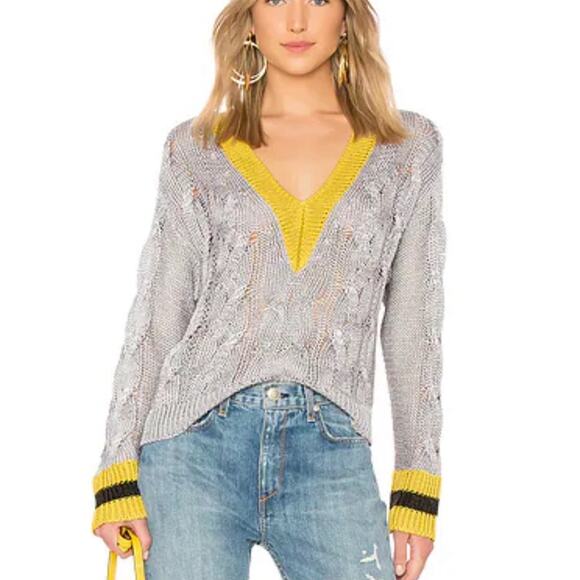 Rag & Bone Emma Cropped V Neck Holiday Preppy Sweater in...